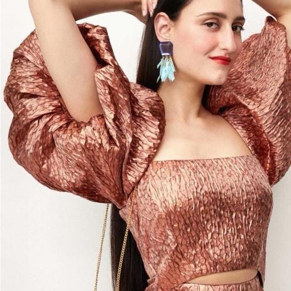 Rachel Comey Dresses & Skirts - Rachel Comey Rust Orange Textured Midi Dress with Puff Sleeves